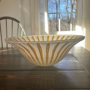 Vintage Frosted Glass Globe with Amber Stripes